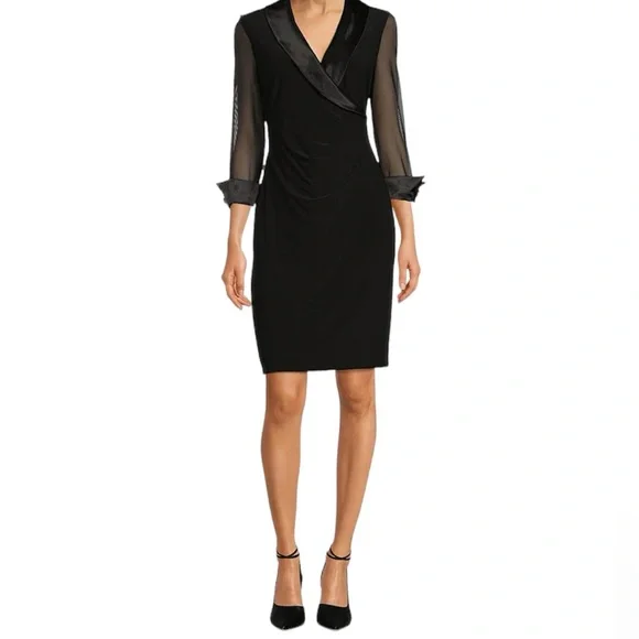 Jessica Howard | Dresses | Vneck Tuxedo Shawl Collar Sheath Dress | Poshmark